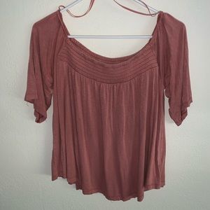 pink off the shoulder loose top